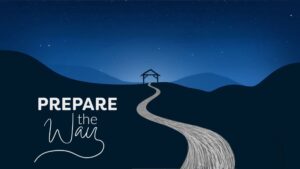 Advent image with path leading to the manger