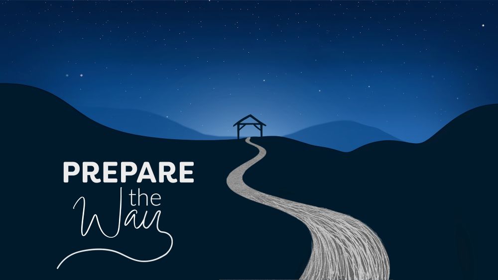 Advent image with path leading to the manger