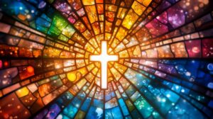 stained glass with cross